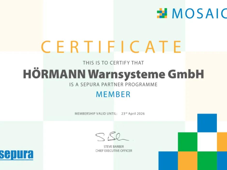 Mosaic-Partnerschaft zwischen HÖRMANN Warnsysteme und Sepura besiegelt